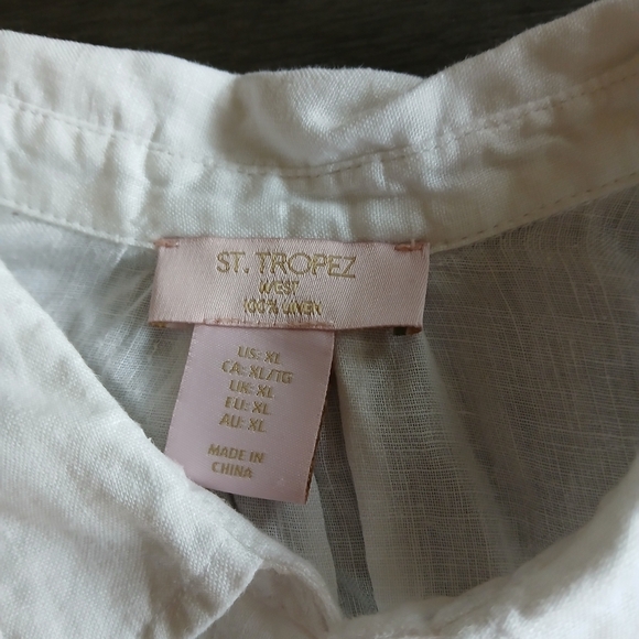 St. Tropez 100% Linen Shirt Nwot Size XL - Picture 4 of 5